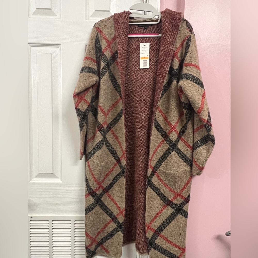 Women's Plaid Coatigan Sweater